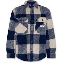 Levi Overshirt Marty by AO76 blue check button-up kids overshirt with flap chest pockets.