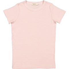 The Tago Top from MarMar Copenhagen. Plain short-sleeved t-shirt. Fine rib knit with elastane, Picot stitches