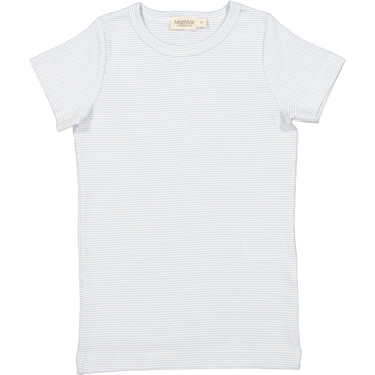 The Tago Top from MarMar Copenhagen. Plain short-sleeved t-shirt. Fine rib knit with elastane, Picot stitches
