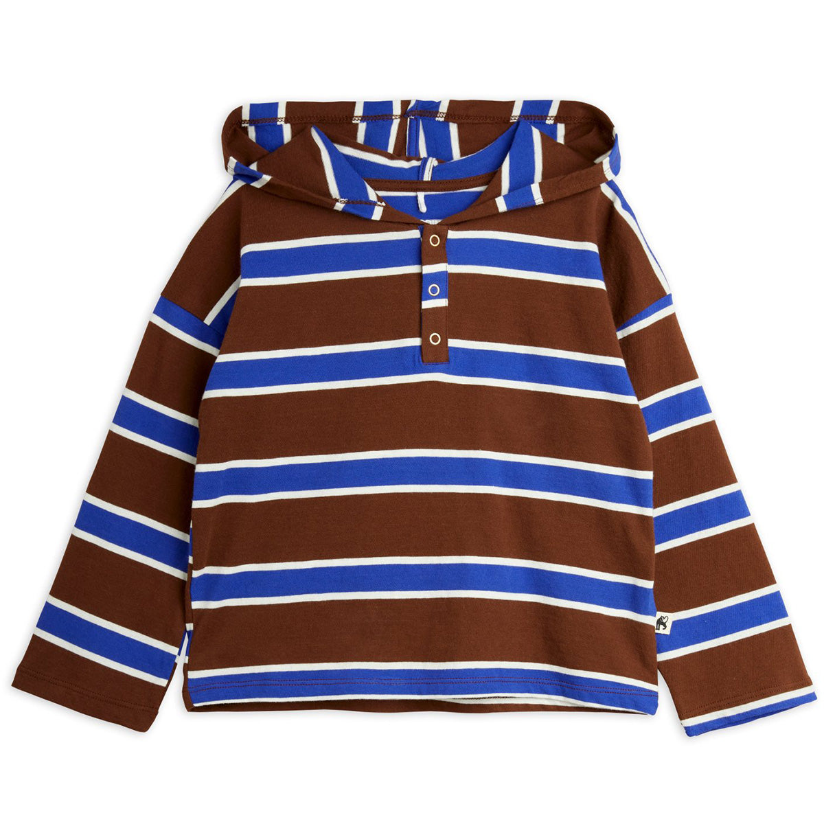 The Stripe Leightweight Hoodie from Mini Rodini. Lightweight hoodie with snap button closure.