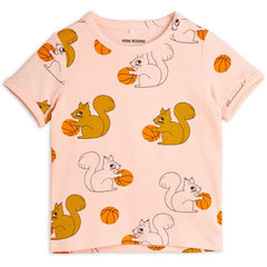 The Squirrels Tee from Mini Rodini. Tight fit T-shirt with bindings at neck and sleeve ends. 
