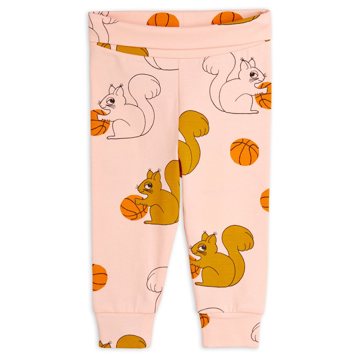 The Squirrels Leggings from Mini Rodini. Leggings in our newborn model with wide waist and cuffs at leg ends.