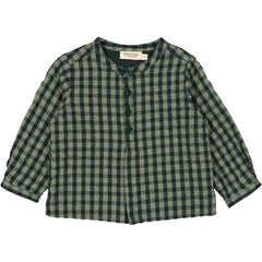 Totoro Mao Shirt by MarMar Copenhagen. Long-sleeved baby mao shirt in seersucker gingham with button closure at the front.