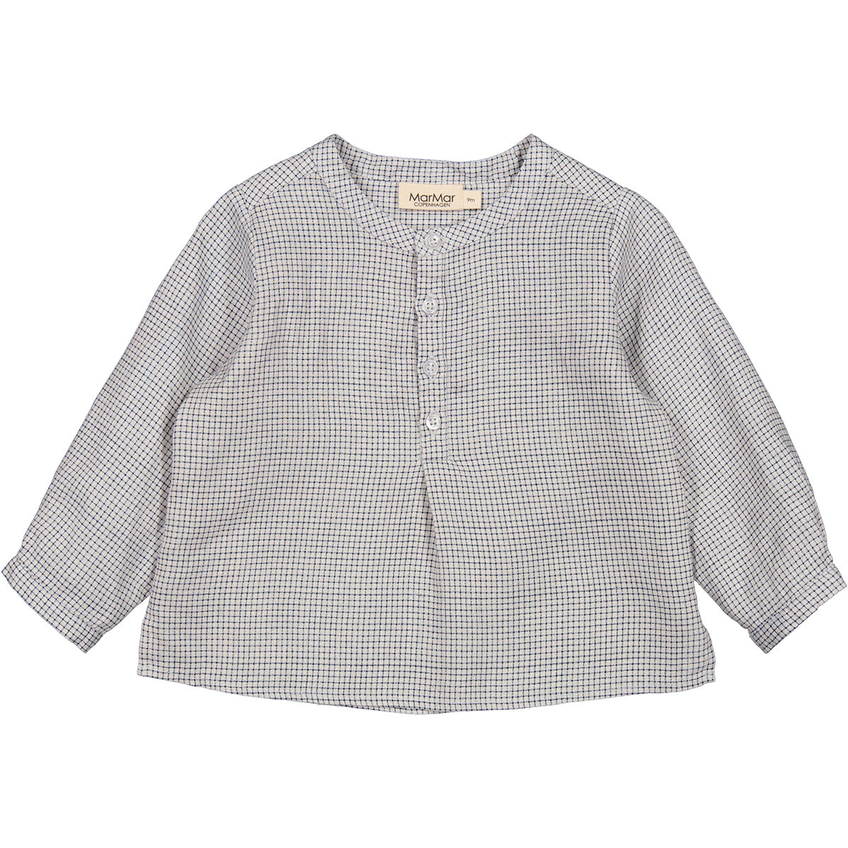 The Totoro Shirt from MarMar Copenhagen with a classic checkered pattern. Features a round neckline, front button closure.