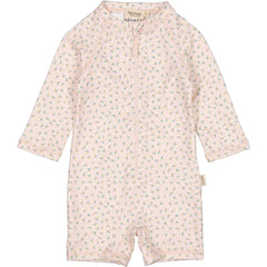 Swal Suit by MarMar Copenhagen. Swimsuit with sleeves and legs and zipper closure. The swimsuit has a nice floral print.