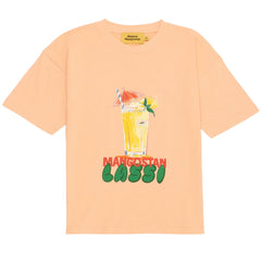 The Lassi Tee from Maison Mangostan is a relaxed-fit tee featuring a refreshing lassi-inspired print on the front.