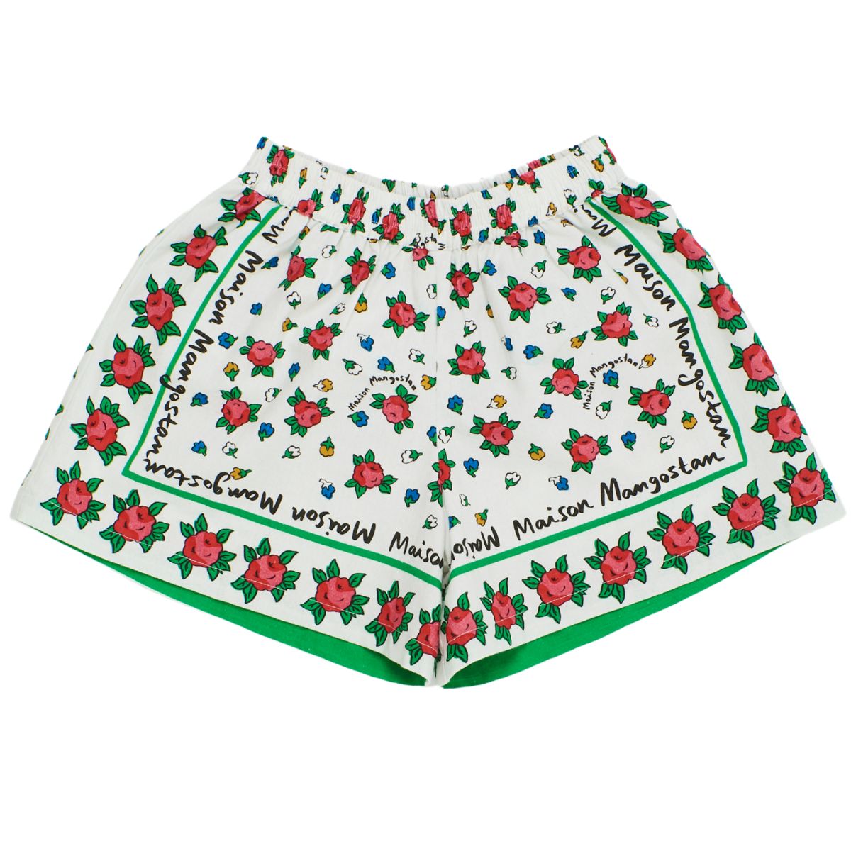 The Mumbai Short from Maison Mangostan in white is a fresh cotton short with a floral all-over print.