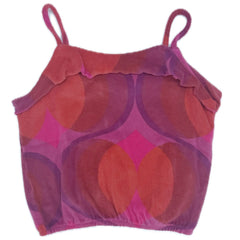 The Volant Top from Long Live the Queen. This cami top features a vibrant retro-inspired print, delicate ruffle details