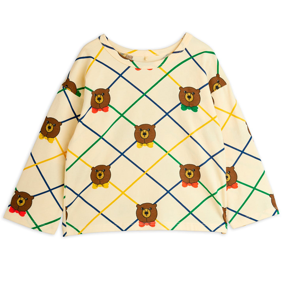 The Bear Check Long Sleeve Tee from Mini Rodini. Long sleeve T-shirt in an all over bear check pattern.