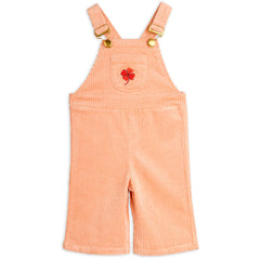 The Clover Corduroy Dungarees from Mini Rodini. Corduroy dungarees with embroidered clover.