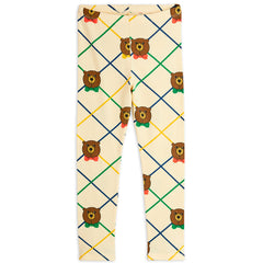The Bear Check Leggings from Mini Rodini. Flared pants with an all-over bear check pattern.