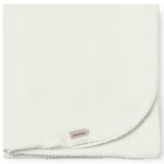 MarMar Copenhagen Alida blanket in white ribbed cotton, baby wrap blanket with scalloped edges