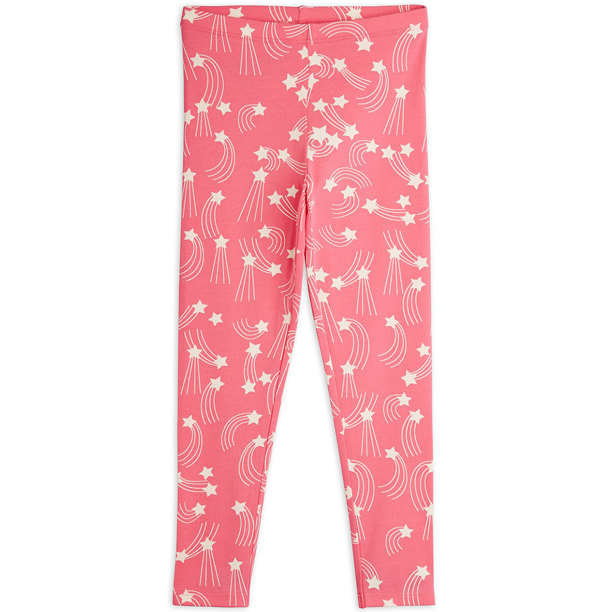 Mini Rodini pink leggings with white shooting star print and elastic waistband