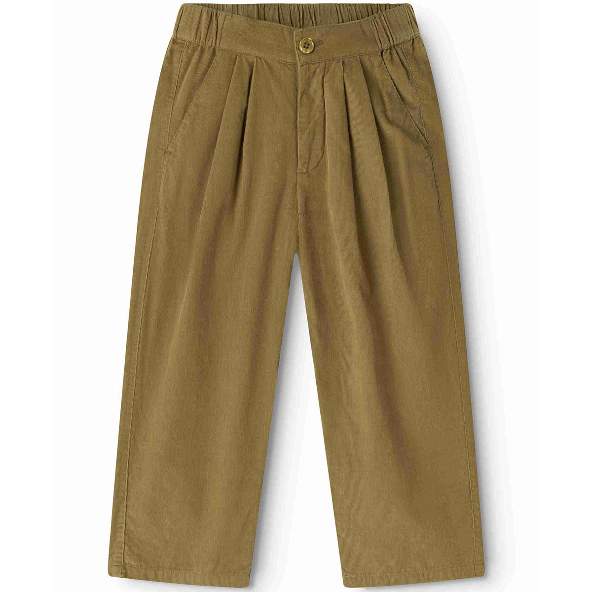 MarMar Copenhagen Perlina Pants in khaki brown corduroy with front pleats and relaxed fit