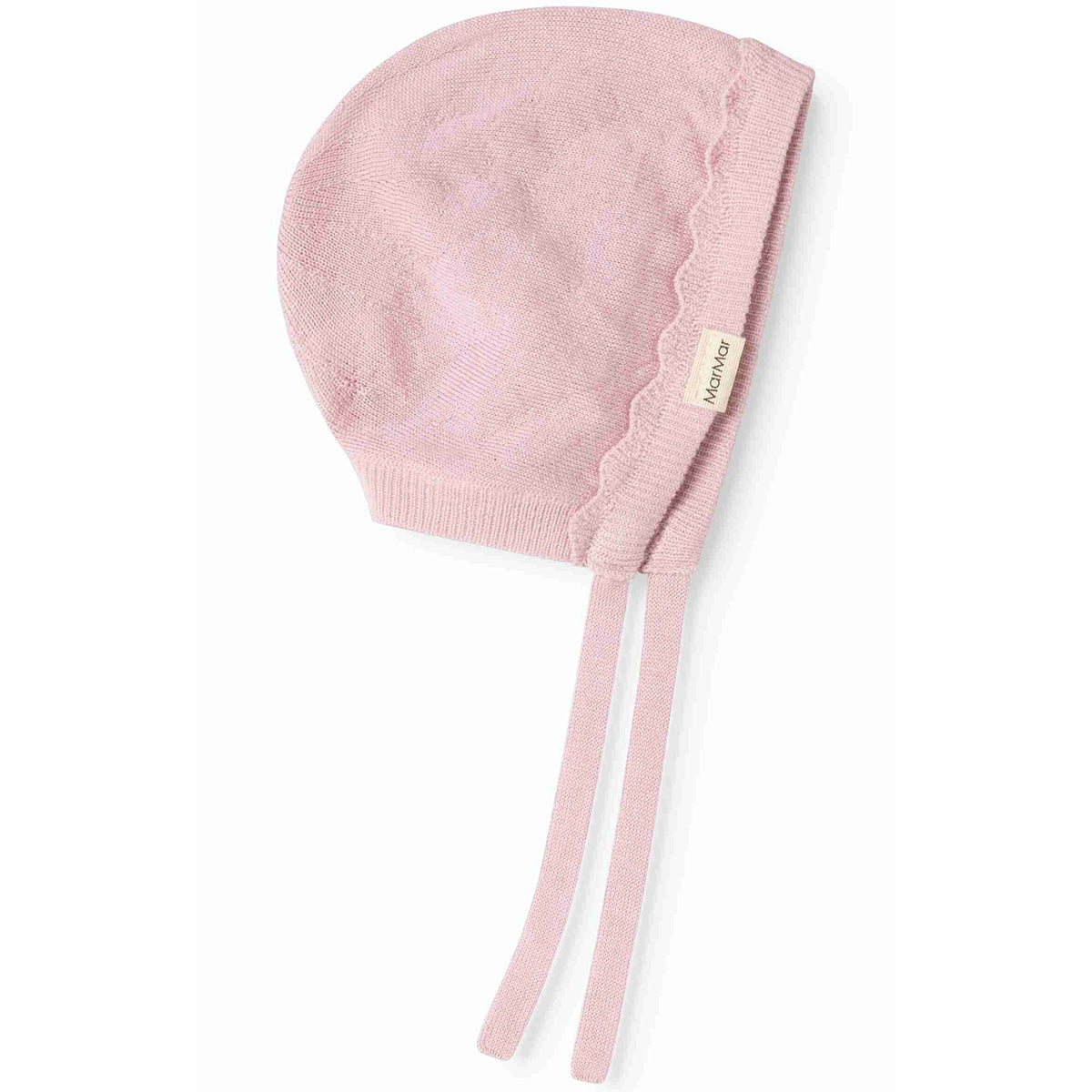 MarMar Copenhagen The Axa Knitted Hat soft baby knit bonnet with scalloped trim and tie straps for everyday warmth