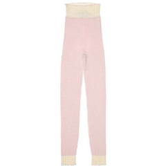 Paade Mode Alex Seamless Merino Wool Leggings in soft pink fine rib knit featuring contrasting cream ribbed trims.