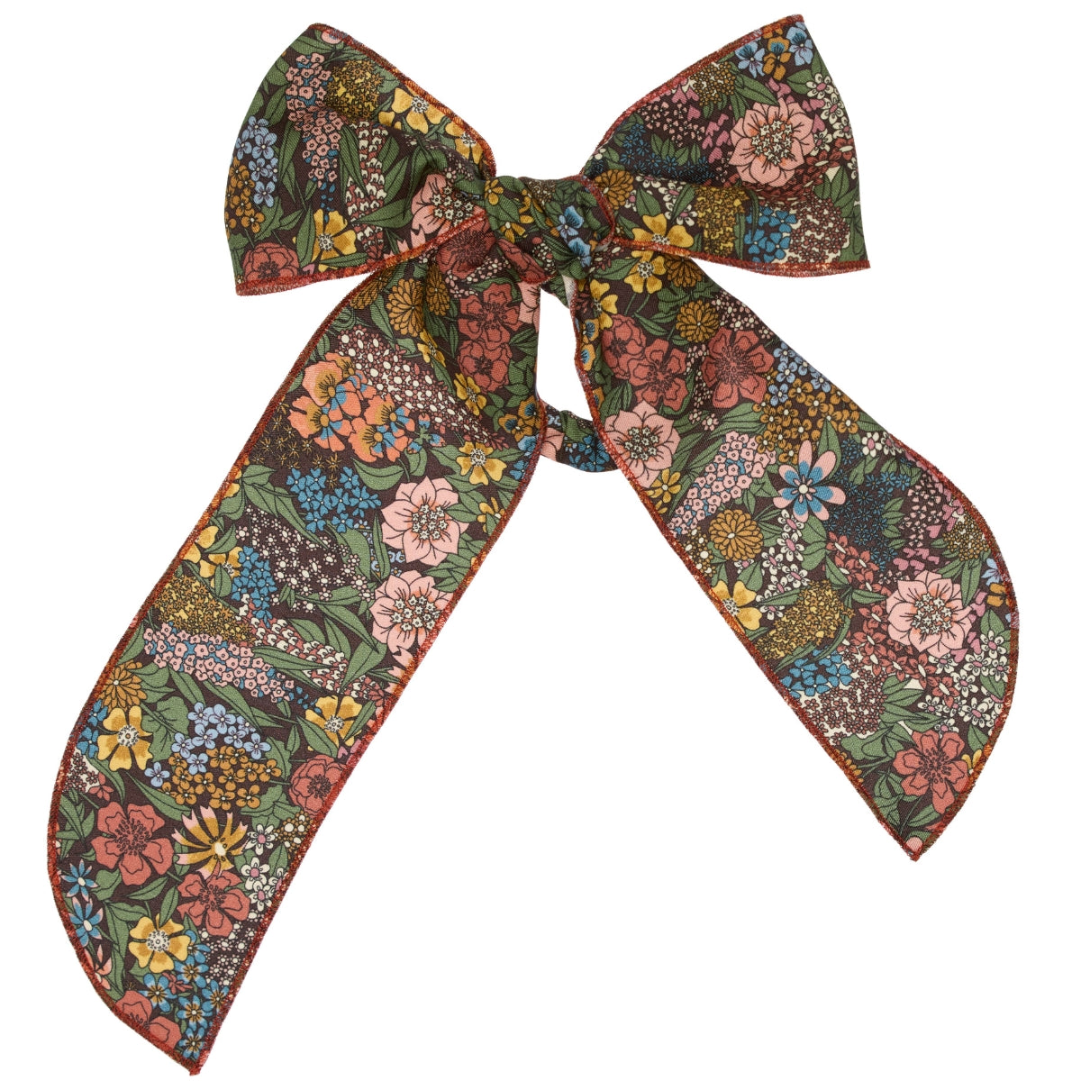 Paade Mode Lottie Hairband Cotton in deep navy floral print featuring an oversized bow design with long flowing tails.