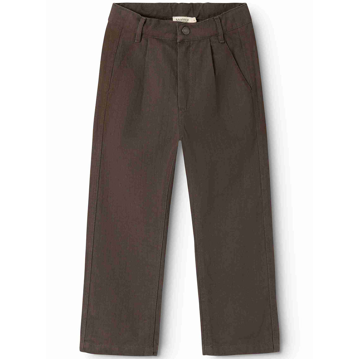 MarMar Copenhagen Piper Pants in dark brown with wide-leg fit, front pleats, and tailored design