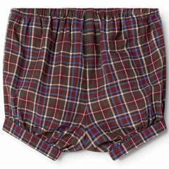 MarMar Copenhagen Pablo Bloomers in red and blue plaid with elastic waistband and cuffed hems