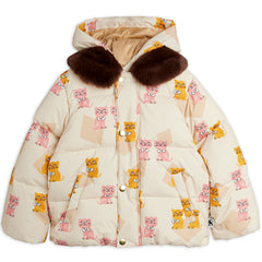 Kittens Faux Fur Collar Puffer Jacket
