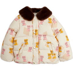 Kittens Faux Fur Collar Puffer Jacket