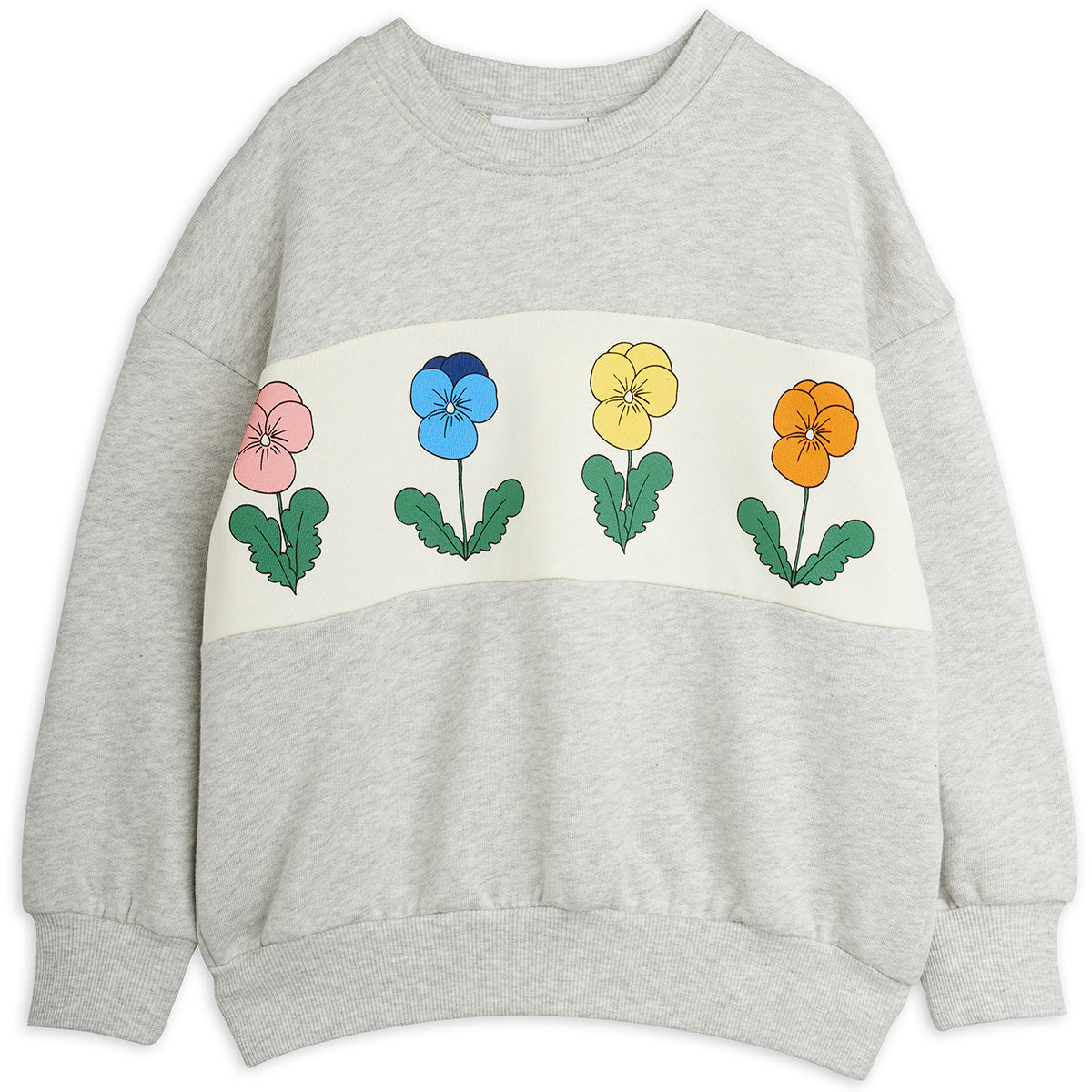 Violas Panel Sweatshirt by Mini Rodini with flowers print and contrasting front panel.