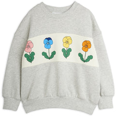 Violas Panel Sweatshirt by Mini Rodini with flowers print and contrasting front panel.