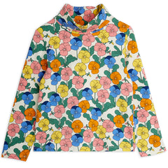 Violas Turtleneck by Mini Rodini with all-over floral print in soft-stretch organic cotton.