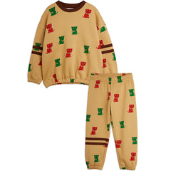 The Kittens Striped Sweat Set from Mini Rodini featuring a striped two-piece pullover and pant outfit with ribbed trims.