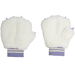 Faux Fur Mittens by Mini Rodini with claw appliqués and ribbed cuffs.