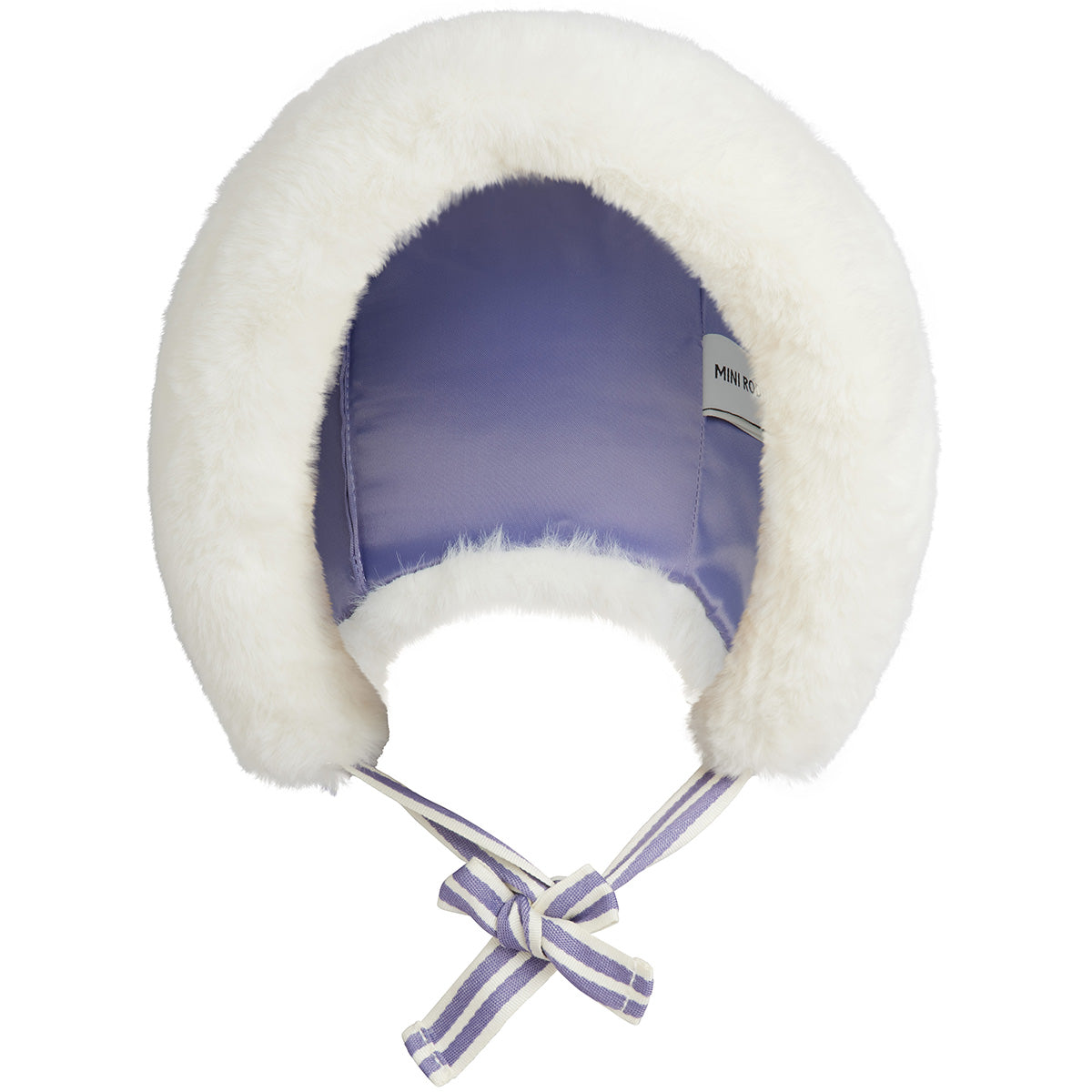 Mini Rodini The Faux Fur Fold Up Hat faux fur winter hat with fold-up brim and chin ties