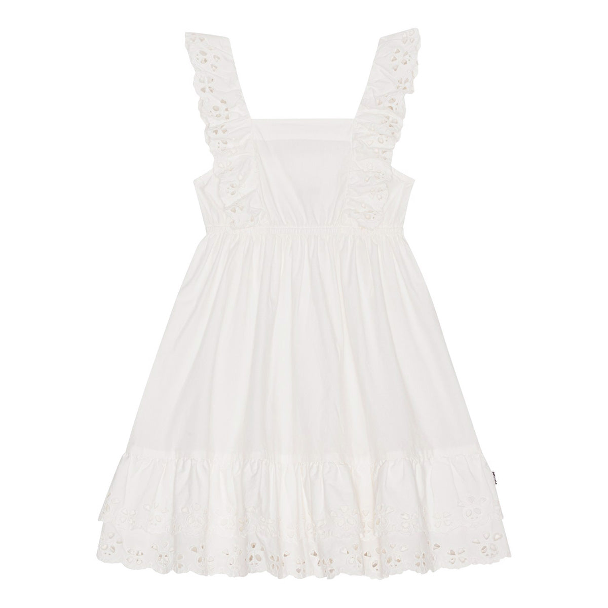 The Ceelos Dress from Molo. Knee length, white dress in organic cotton