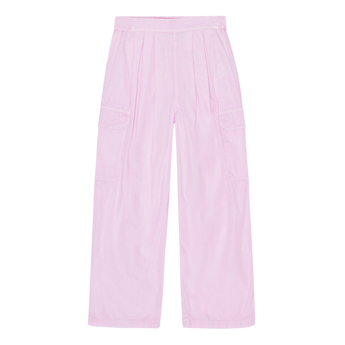 The Audie Pants from Molo. Pink pants with patch pockets on the thighs. The waist has elastic on the back 