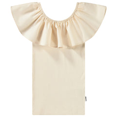 The Reca Top from Molo. Sand colored, sleeveless, off-the-shoulder top in soft, organic cotton with stretch.