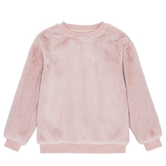 Mariana Sweatshirt from Molo. Pink exclusive sweatshirt in faux fur with a round neck and ribbed cuffs