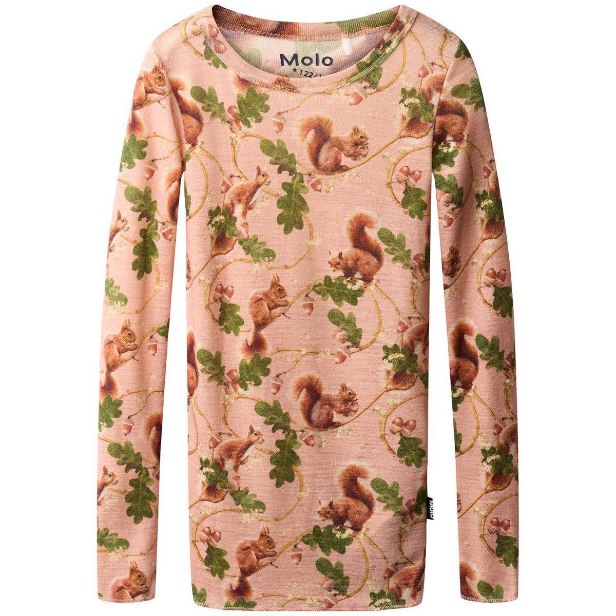 The Rihanna Wool Top from Molo. Pink melange, long-sleeved top with a close-fitting cut, a round neckline.