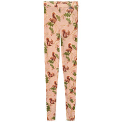 The Nadine Wool Leggings from Molo. Rose leggings with squirrel print.