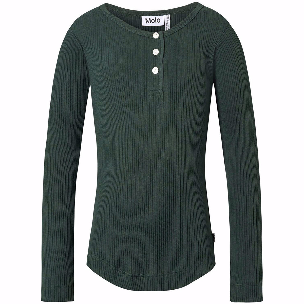 Ruby Top by Molo dark green ribbed long sleeve henley top with white buttons
