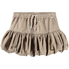 Britta Skirt from Molo in beige with a gathered bubble hem, elastic waist and voluminous silhouette.