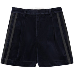 Albertha Shorts by Molo navy velvet kids shorts with black side stripes