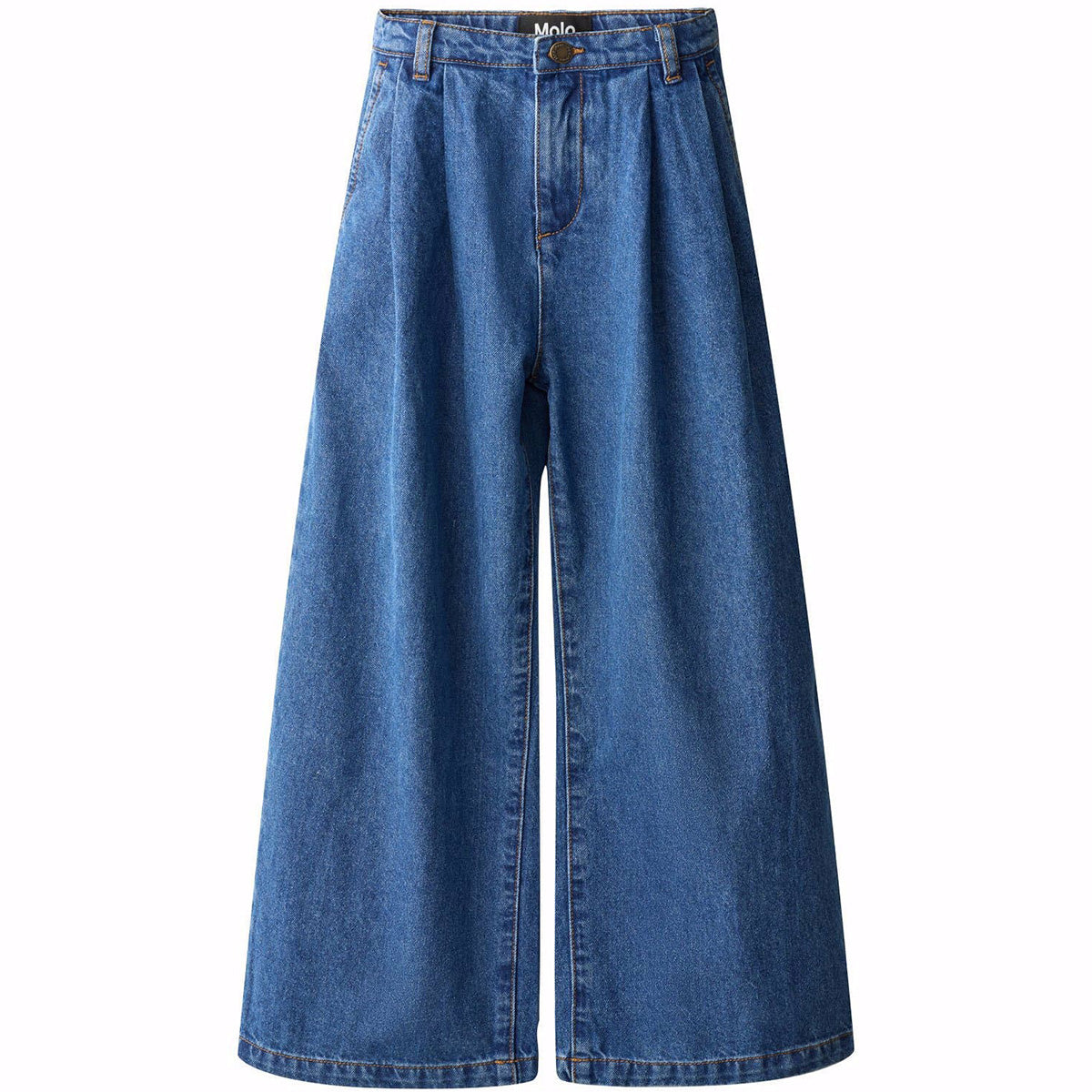 Aeisha Denim Pants from Molo in blue denim with a high waist, wide-leg silhouette and relaxed fit.
