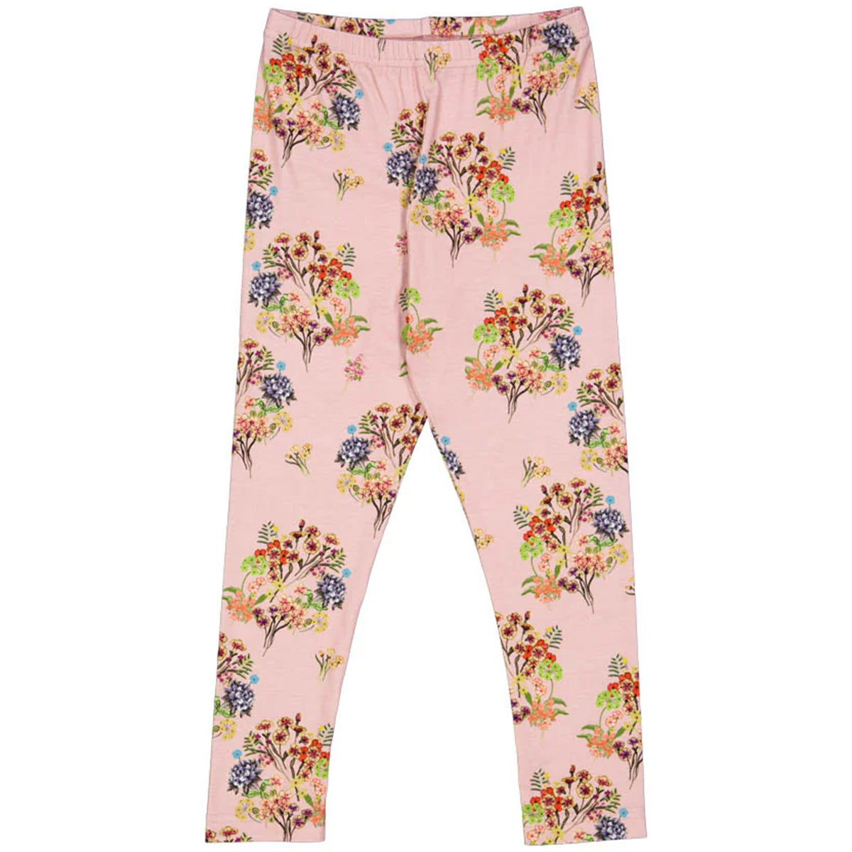 The Pale Rose Floral Legging from Christina Rohde features an all-over floral print on a soft pastel pink background. 
