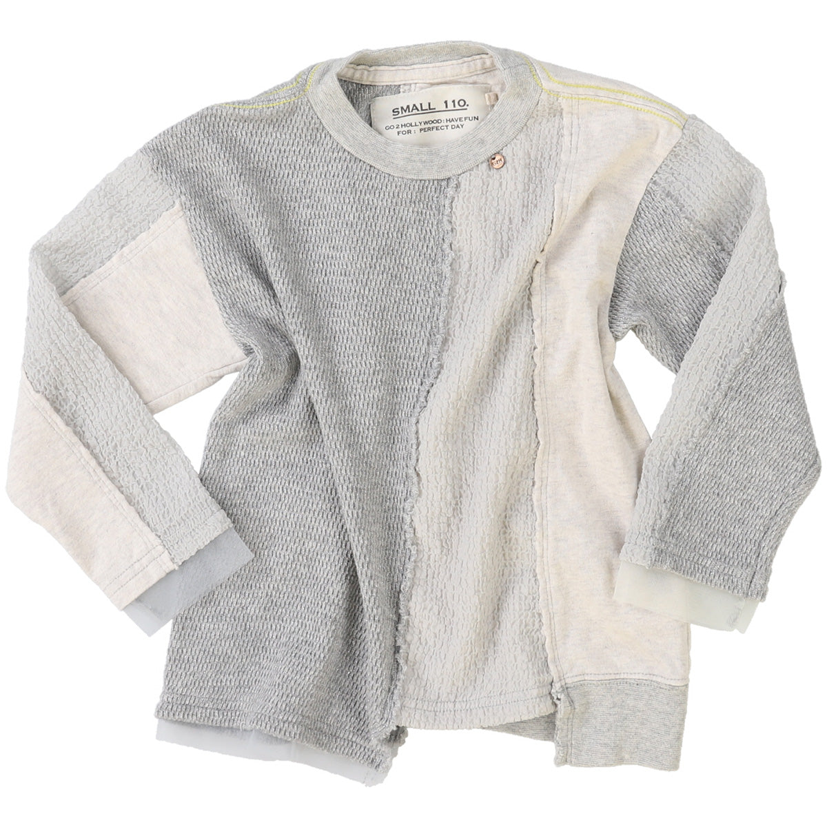 The Cut Out Remake Like Long Sleeve Tee from Go To Hollywood. Gray and white textured long sleeve tee.