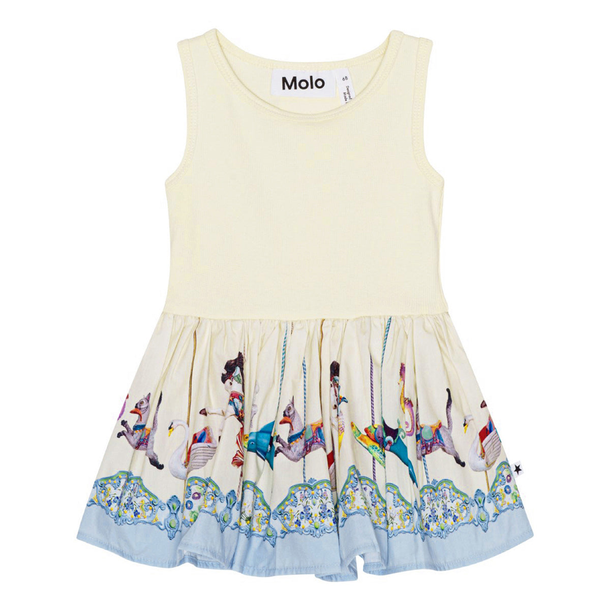 The Cordelia Dress from Molo. Cream coloured, organic, sleeveless dress for small children