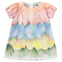 Caja Dress by Molo. A charming floral dress with a gradient of large, realistic flower petals cascading from top to bottom.