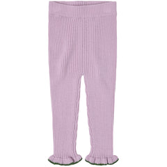 The Baby Ruffle Leggings from FUB. The leggings have a slim fit and a frill detail with a contrast color edge at the ankles.