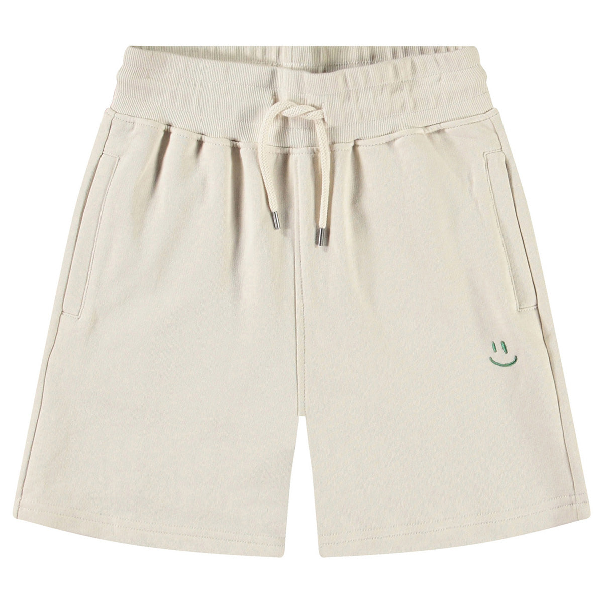 Alw Shorts from Molo. White baggy shorts with a wide elastic waistband and drawstring.