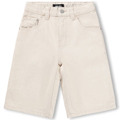 Alpha Shorts from Molo in off-white denim with button closure, belt loops, and classic five-pocket design