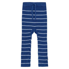 Sigmund Pants from Molo. Blue cotton/wool ribbed pants for the little ones with light blue stripes, long legs