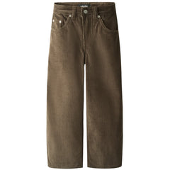 The Aiden Pants from Molo, brown wide-leg corduroy pants with five-pocket design.